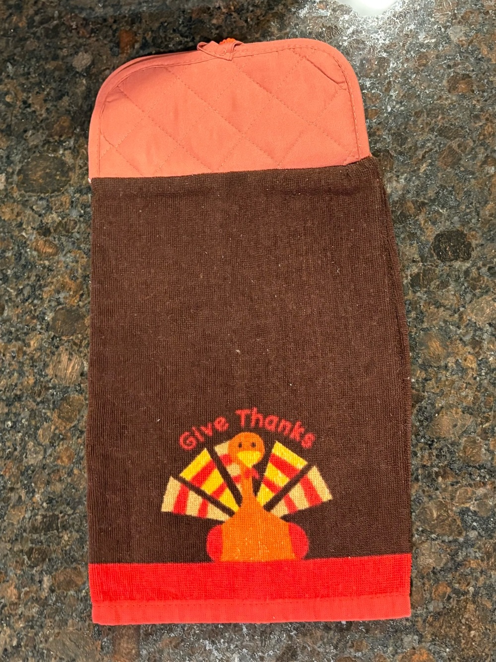 Turkey hanging Kitchen Towel - Brown and Orange